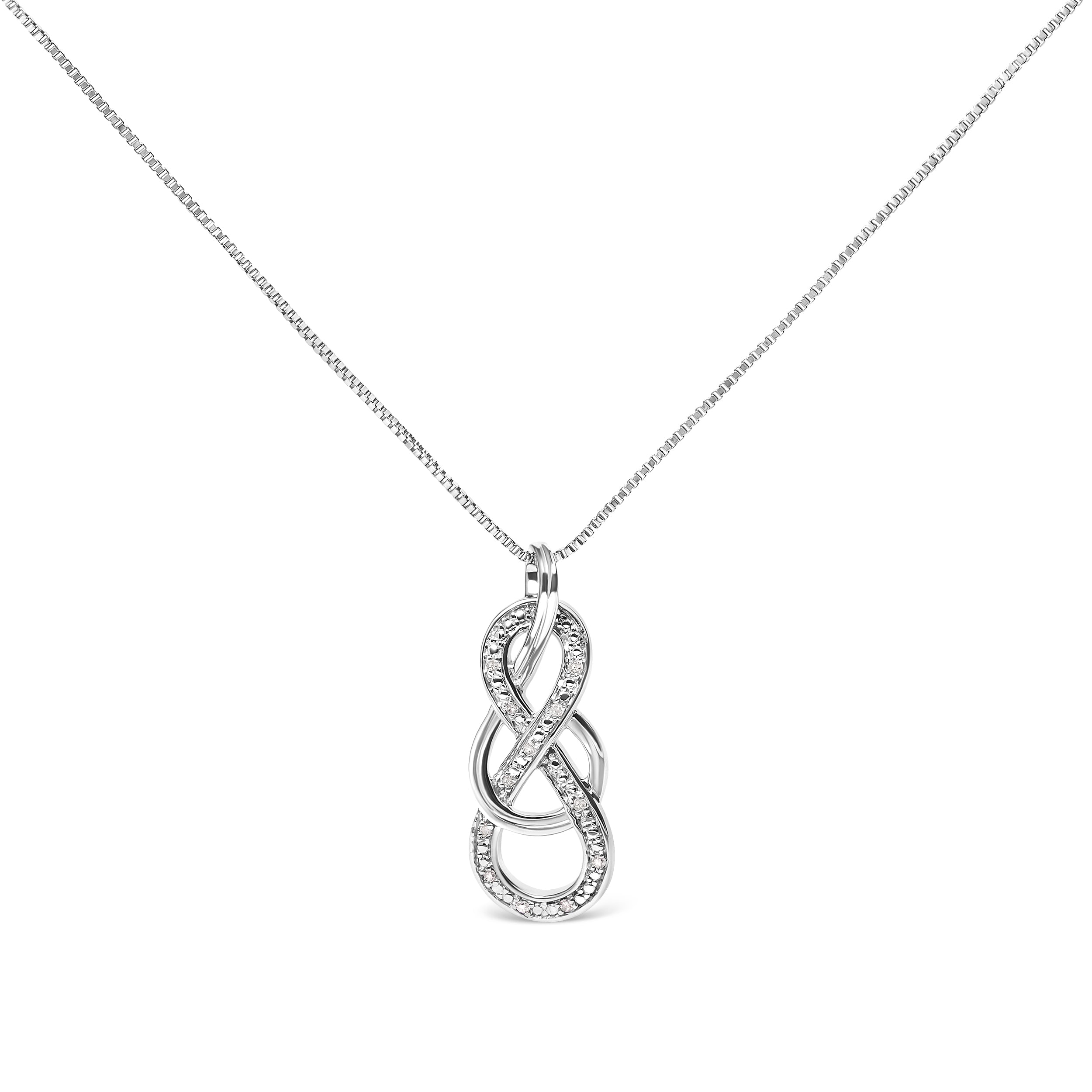 925 Sterling Silver Diamond Accent Interlocking Infinity Pendant Necklace (H-I Color, I2-I3 Clarity) - 18" Inches by Bids.com