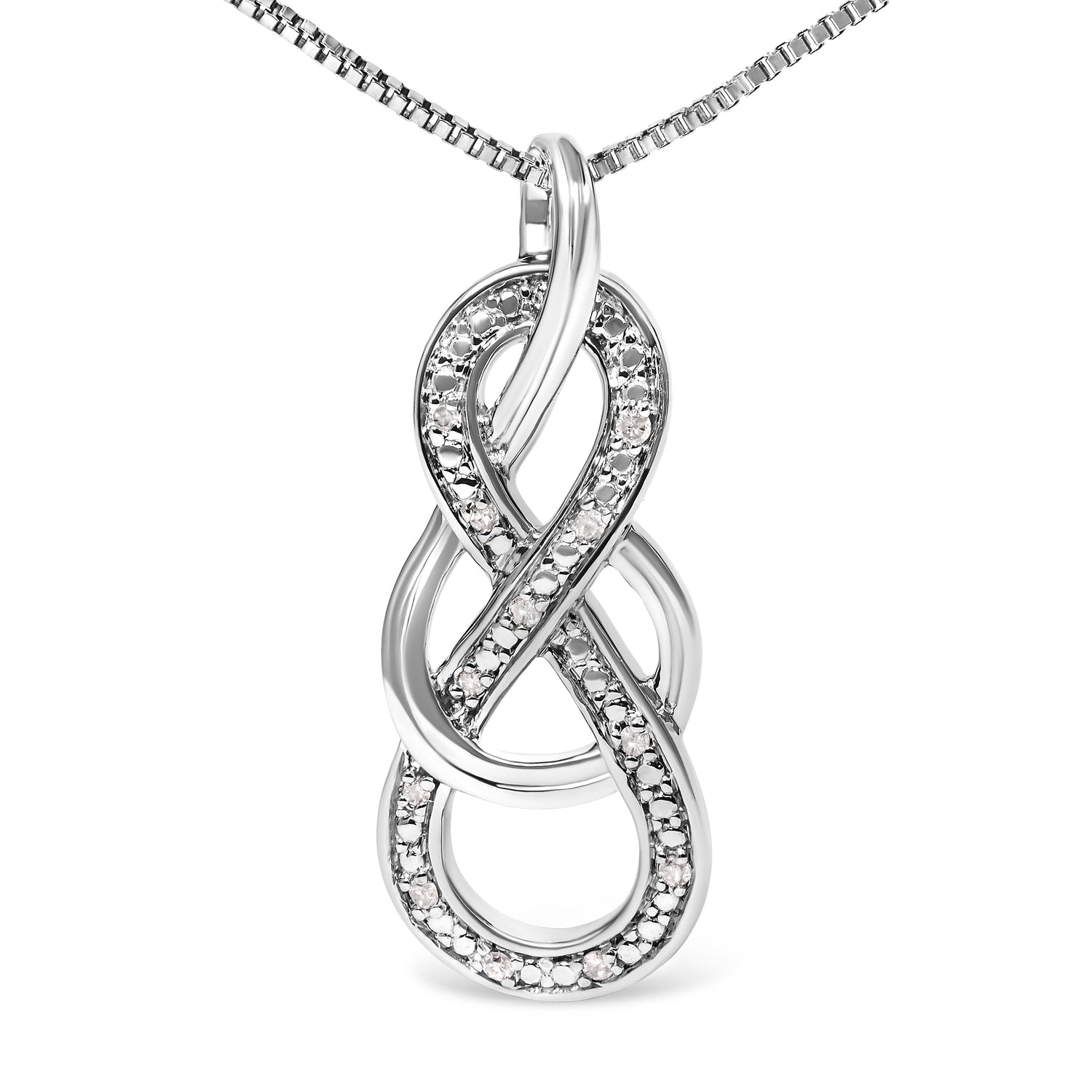 925 Sterling Silver Diamond Accent Interlocking Infinity Pendant Necklace (H-I Color, I2-I3 Clarity) - 18" Inches by Bids.com