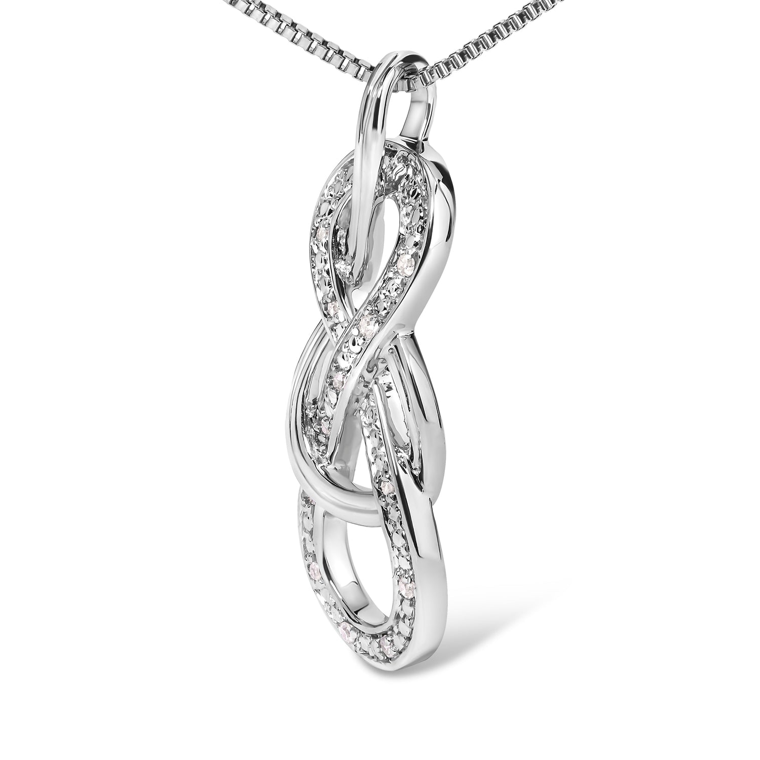 925 Sterling Silver Diamond Accent Interlocking Infinity Pendant Necklace (H-I Color, I2-I3 Clarity) - 18" Inches by Bids.com