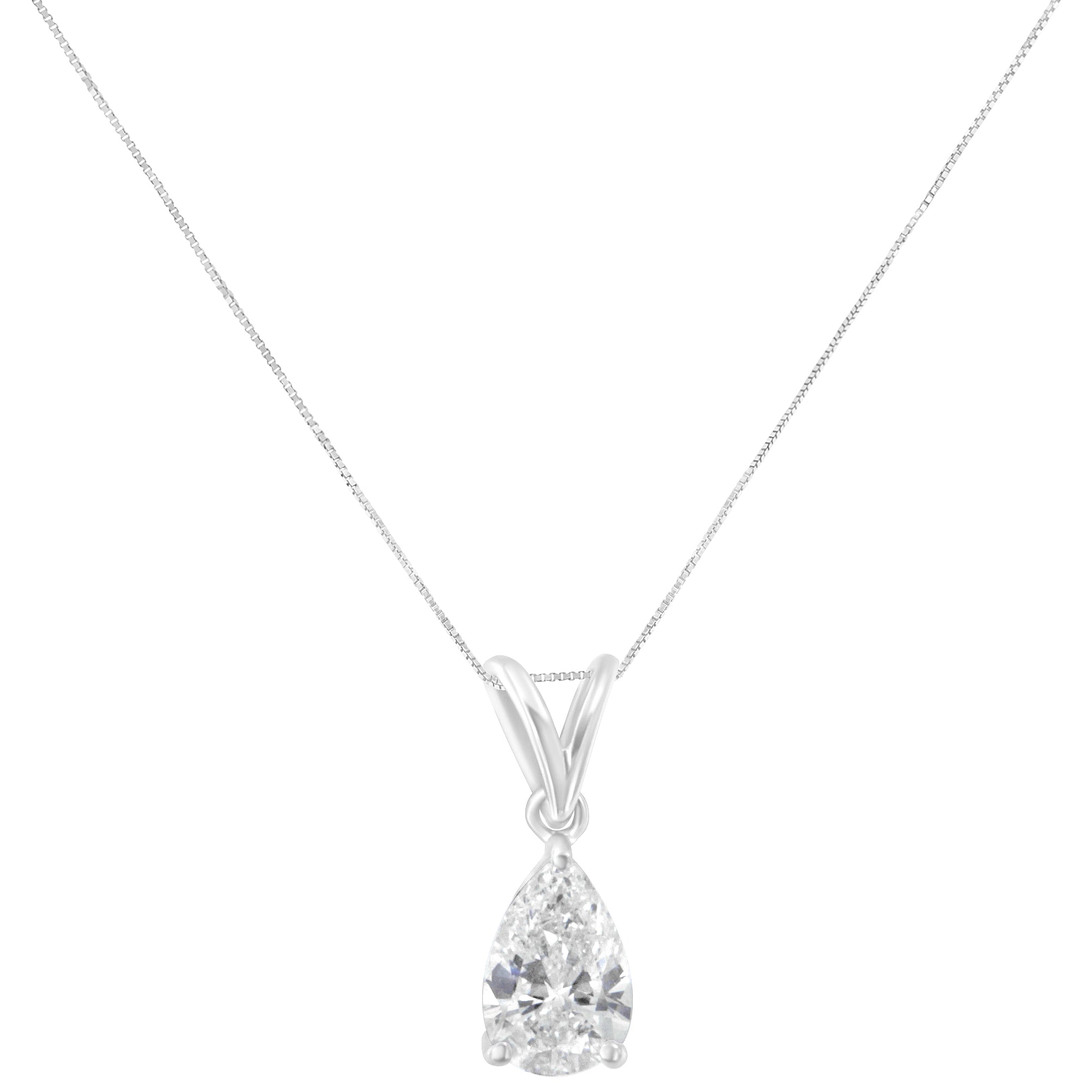 IGI certified 10K White Gold 1/2 cttw Diamond Pear Pendant Necklace (I-J, I1) by Bids.com
