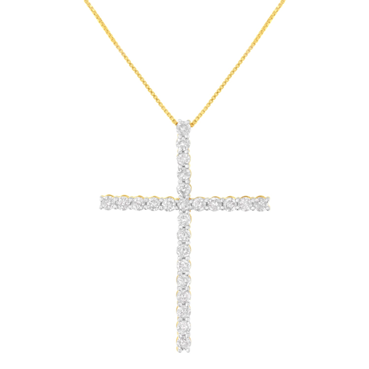 .925 Sterling Silver 3.0 Cttw Round Shape Diamond 1-1/2" Cross Pendant with Box Chain Necklace (I-J Color, I2-I3 Clarity) - 18" by Bids.com