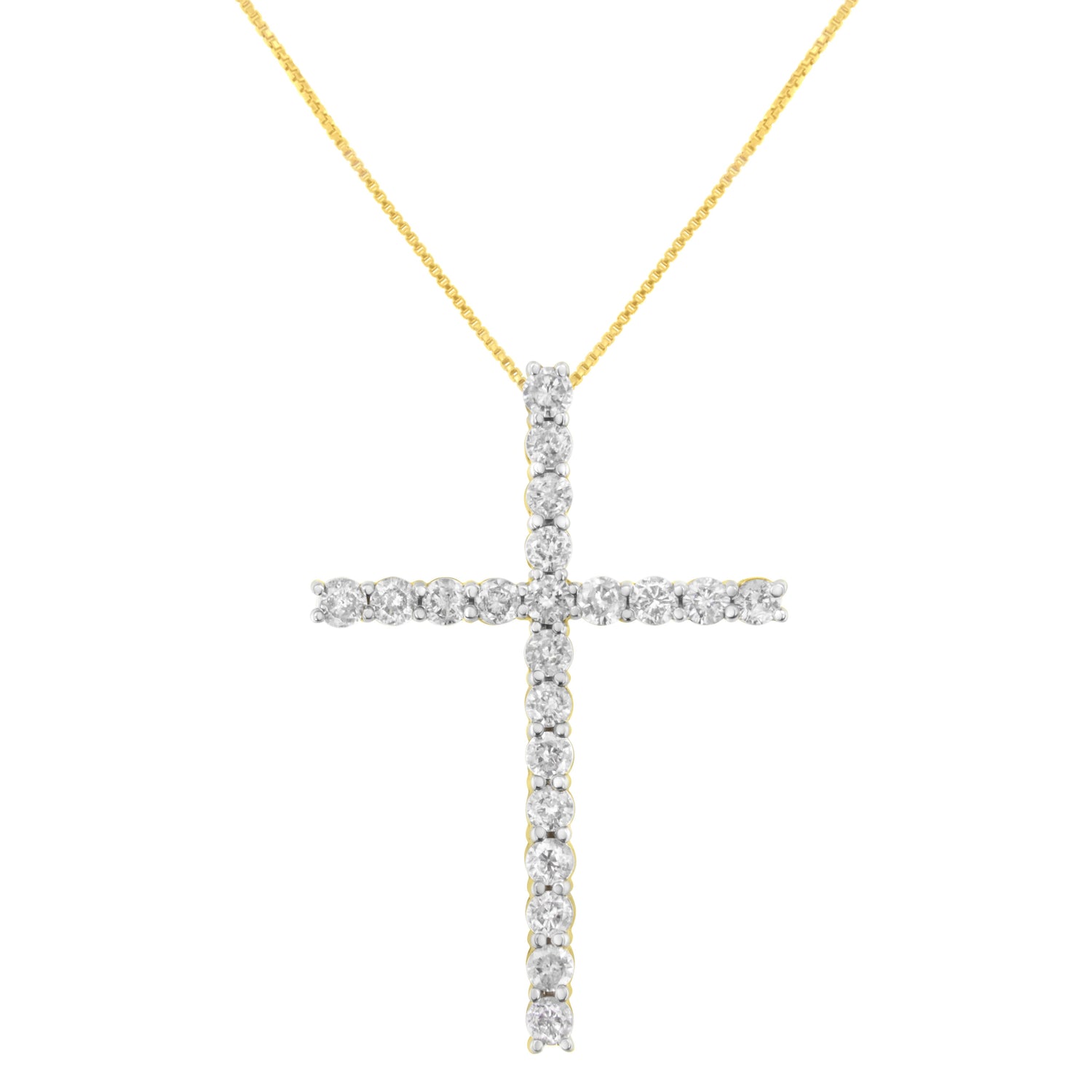 10K Yellow Gold Plated .925 Sterling Silver 4.0 Cttw Round Cut Diamond Cross Pendant Necklace (J-K Color, I1-I2 Clarity) - 18" by Bids.com