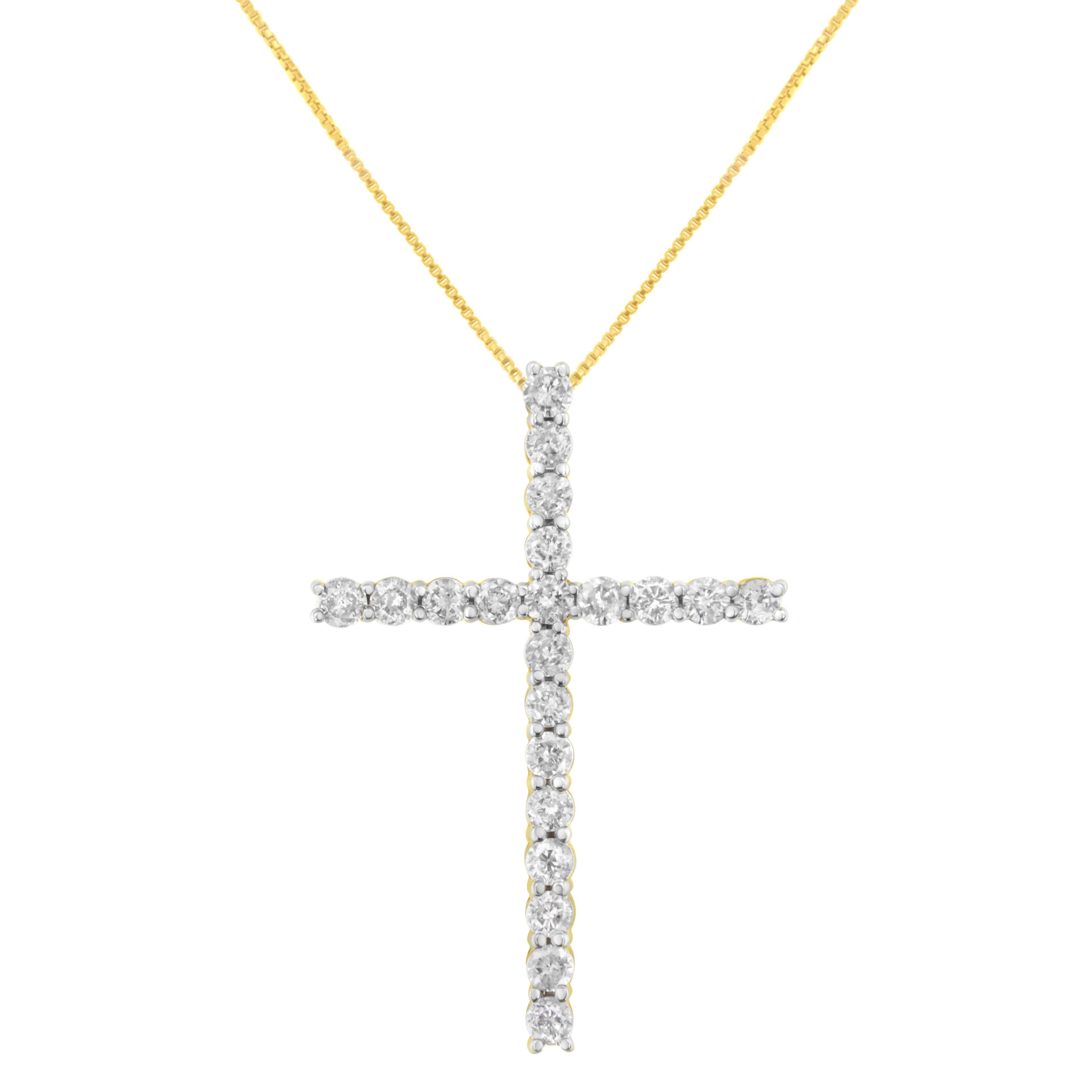 10K Yellow Gold Plated .925 Sterling Silver 4.0 Cttw Round Cut Diamond Cross Pendant Necklace (J-K Color, I1-I2 Clarity) - 18" by Bids.com
