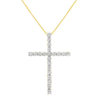 10K Yellow Gold Plated .925 Sterling Silver 4.0 Cttw Round Cut Diamond Cross Pendant Necklace (J-K Color, I1-I2 Clarity) - 18" by Bids.com