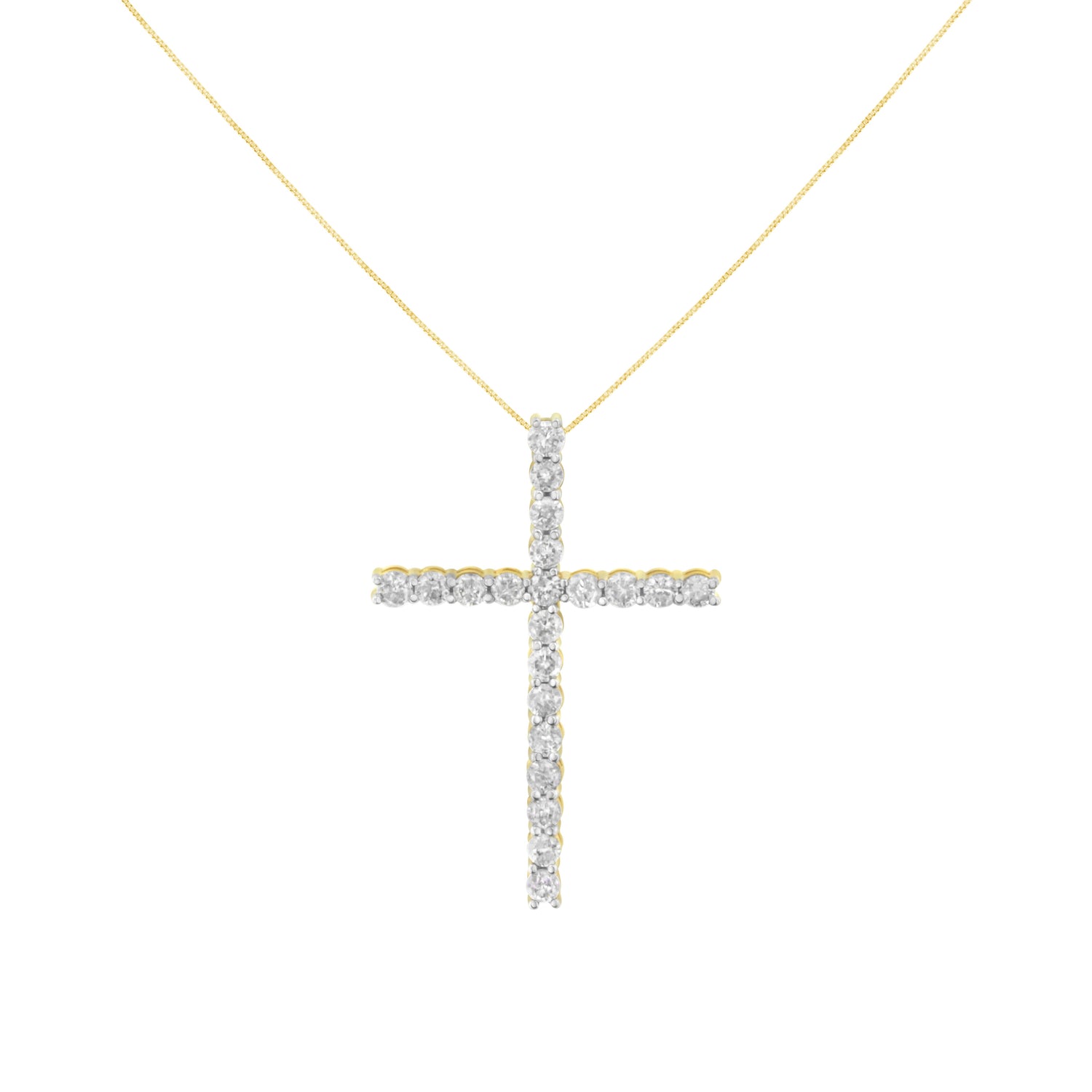 10K Yellow Gold Plated .925 Sterling Silver 4.0 Cttw Round Cut Diamond Cross Pendant Necklace (J-K Color, I1-I2 Clarity) - 18" by Bids.com