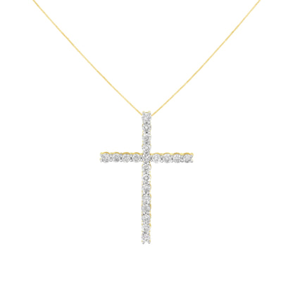 10K Yellow Gold Plated .925 Sterling Silver 4.0 Cttw Round Cut Diamond Cross Pendant Necklace (J-K Color, I1-I2 Clarity) - 18" by Bids.com