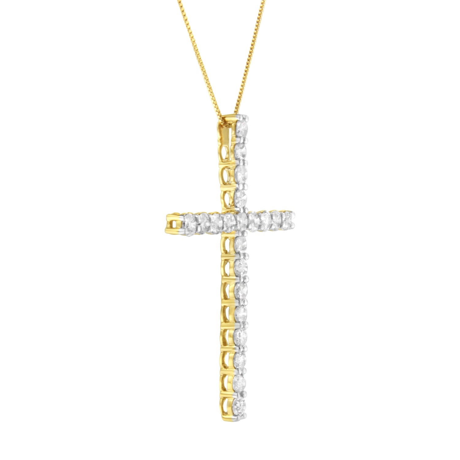 10K Yellow Gold Plated .925 Sterling Silver 4.0 Cttw Round Cut Diamond Cross Pendant Necklace (J-K Color, I1-I2 Clarity) - 18" by Bids.com