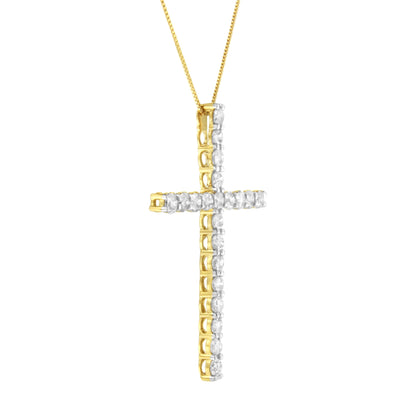 10K Yellow Gold Plated .925 Sterling Silver 4.0 Cttw Round Cut Diamond Cross Pendant Necklace (J-K Color, I1-I2 Clarity) - 18" by Bids.com