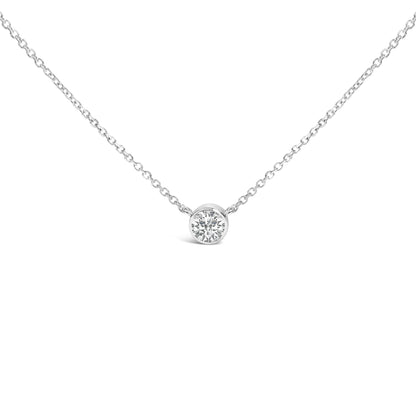 14K White Gold 1.00 Cttw Bezel Set Round Lab-Grown Diamond Solitaire 18" Pendant Necklace (F-G Color, VS1-VS2 Clarity) by Bids.com