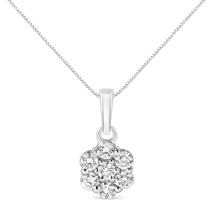 14KT White Gold 1/2 cttw Diamond Floral Cluster Pendant Necklace (HI, SI2-I1) by Bids.com