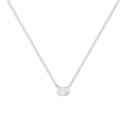 IGI Certified 10K White Gold 1/2 cttw Lab Grown Oval Shape Solitaire Diamond East West 18" Pendant Necklace (E-F Color, VS1-VS2 Clarity) by Bids.com