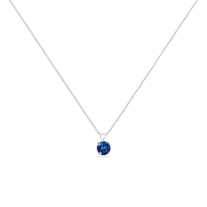 10K White Gold 1/4 Cttw Round Brilliant Cut Lab Grown Blue Diamond 4-Prong Solitaire Pendant Necklace (Blue Color, VS2-SI1 Clarity) - 18" by Bids.com