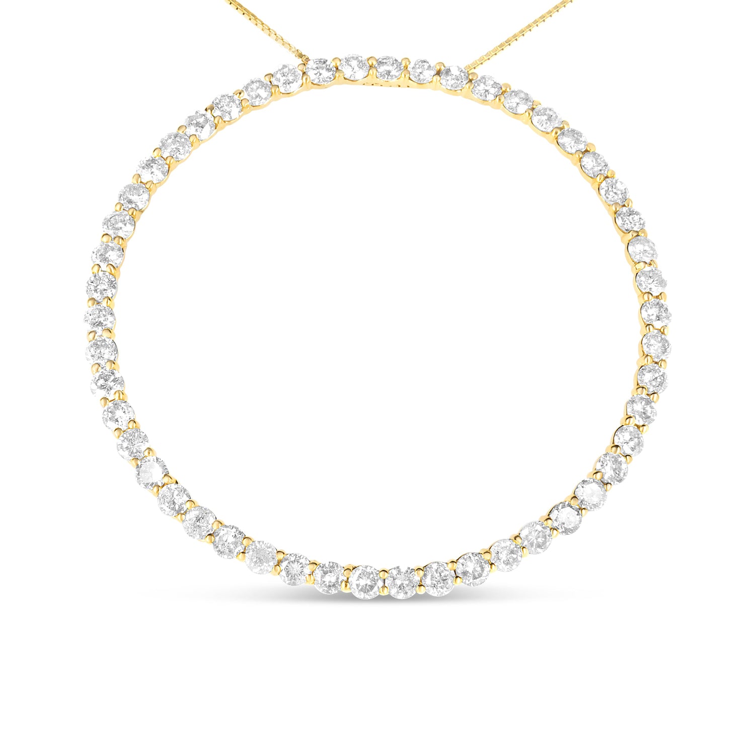 10K Yellow Gold Plated .925 Sterling Silver 4 Cttw Diamond Circle Hoop 18" Pendant Necklace (J-K Color, I1-I2 Clarity) by Bids.com