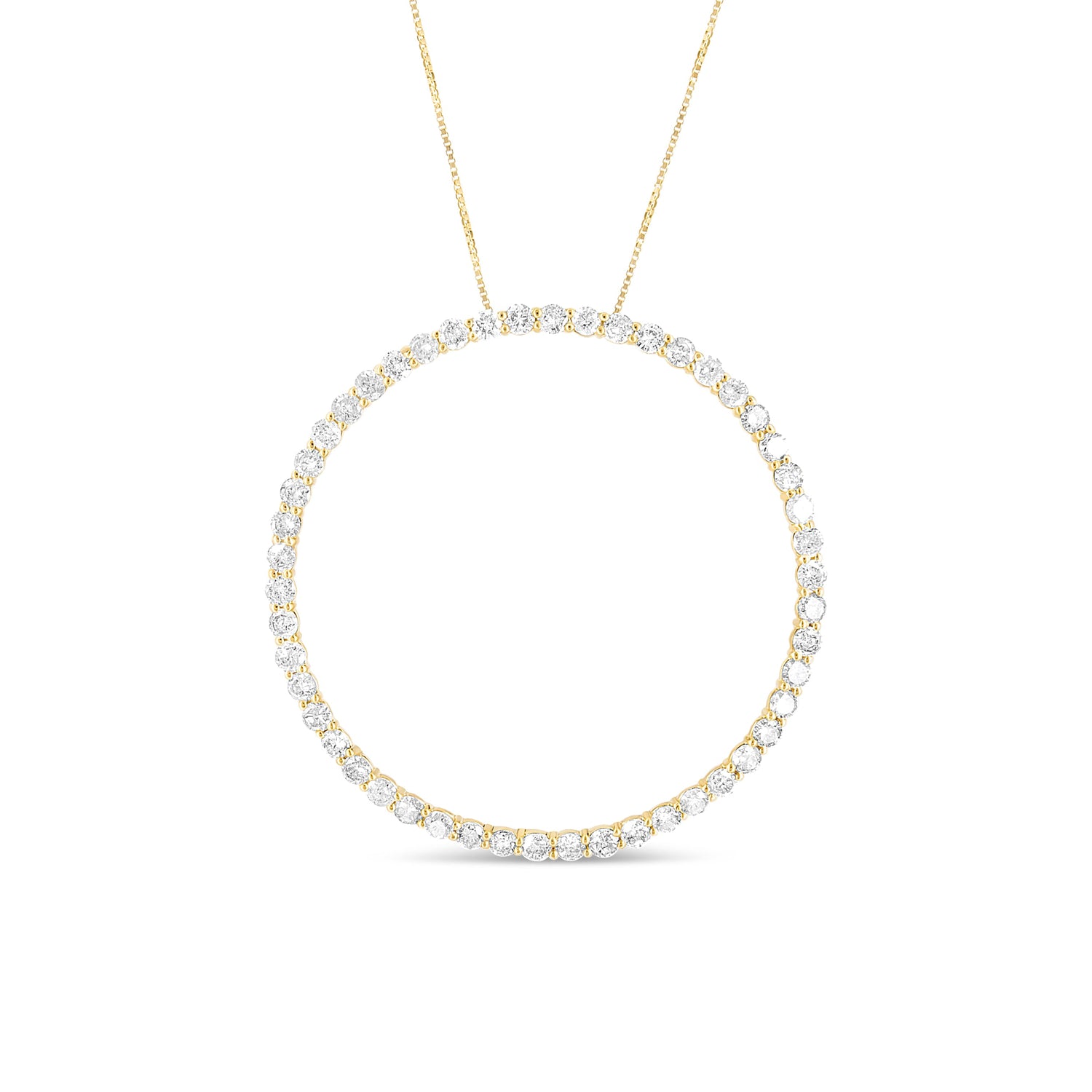 10K Yellow Gold Plated .925 Sterling Silver 4 Cttw Diamond Circle Hoop 18" Pendant Necklace (J-K Color, I1-I2 Clarity) by Bids.com