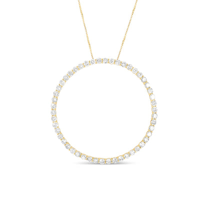 10K Yellow Gold Plated .925 Sterling Silver 4 Cttw Diamond Circle Hoop 18" Pendant Necklace (J-K Color, I1-I2 Clarity) by Bids.com