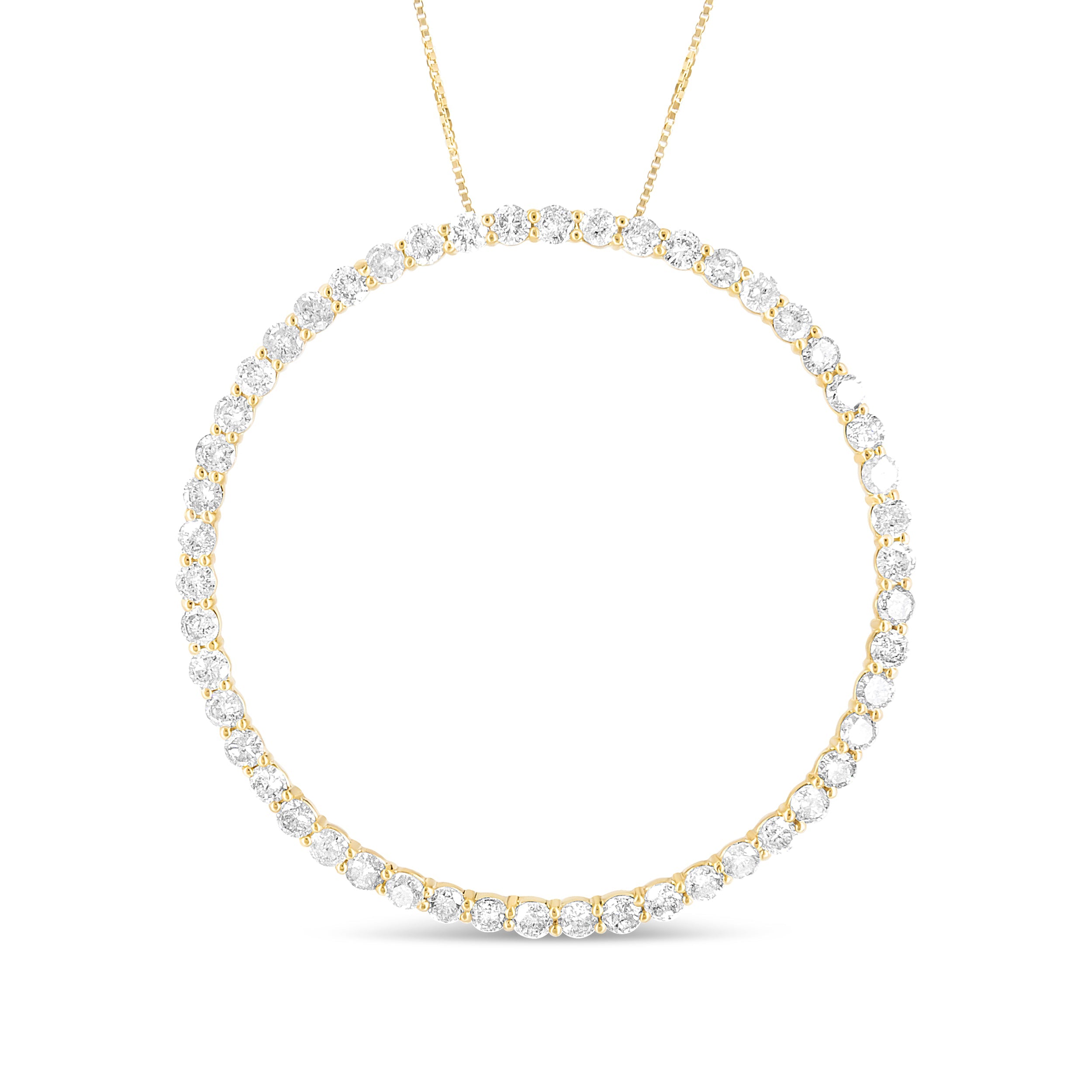 10K Yellow Gold Plated .925 Sterling Silver 4 Cttw Diamond Circle Hoop 18" Pendant Necklace (J-K Color, I1-I2 Clarity) by Bids.com