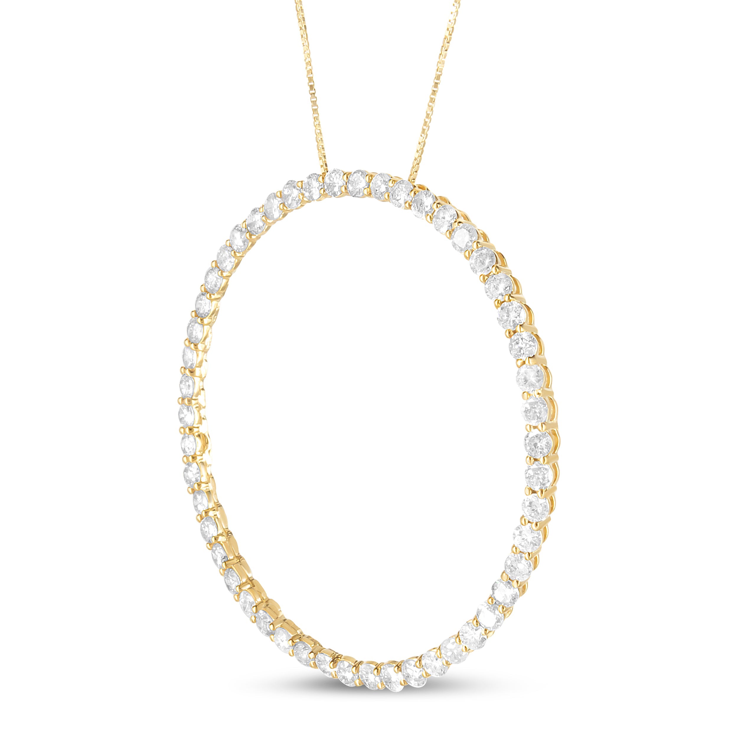 10K Yellow Gold Plated .925 Sterling Silver 4 Cttw Diamond Circle Hoop 18" Pendant Necklace (J-K Color, I1-I2 Clarity) by Bids.com
