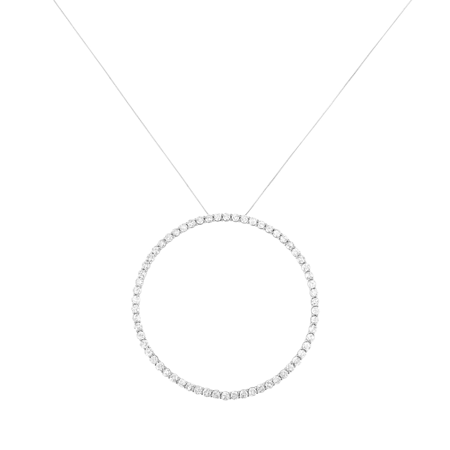 .925 Sterling Silver 5.0 Cttw Prong Set Round-cut Diamond Open Circle Hoop 18" Pendant Necklace (I-J Color, I2-I3 Clarity) by Bids.com