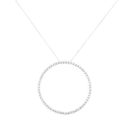 .925 Sterling Silver 5.0 Cttw Prong Set Round-cut Diamond Open Circle Hoop 18" Pendant Necklace (I-J Color, I2-I3 Clarity) by Bids.com