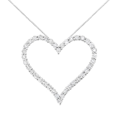 .925 Sterling Silver 3.0 cttw Round-Cut Diamond Open Heart Pendant Necklace (I-J Color, I2-I3 Clarity) - 18" by Bids.com