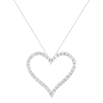 .925 Sterling Silver 3.0 cttw Round-Cut Diamond Open Heart Pendant Necklace (I-J Color, I2-I3 Clarity) - 18" by Bids.com