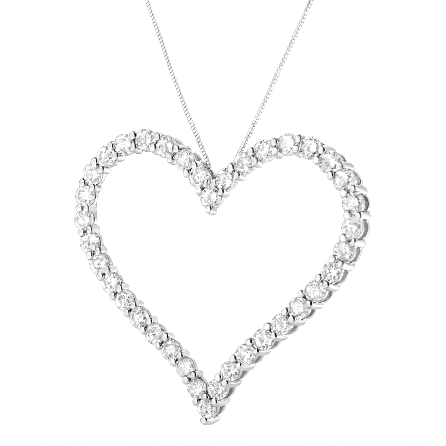 .925 Sterling Silver 3.0 cttw Round-Cut Diamond Open Heart Pendant Necklace (I-J Color, I2-I3 Clarity) - 18" by Bids.com