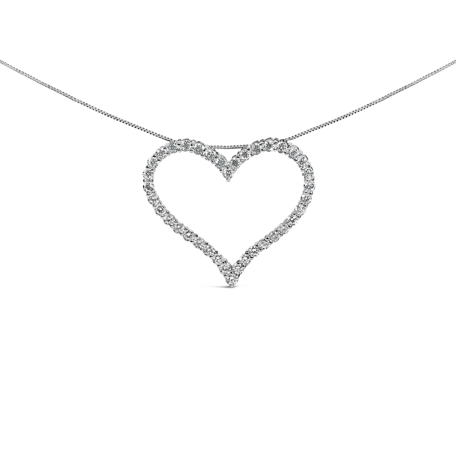 14K White Gold 3.0 Cttw Lab Grown Diamond Open Heart Pendant Necklace  DestGlow