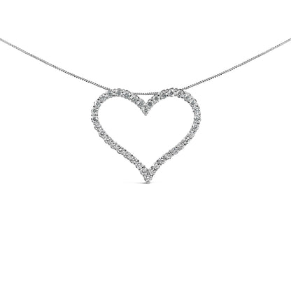 14K White Gold 3.0 Cttw Lab Grown Diamond Open Heart Pendant Necklace  DestGlow