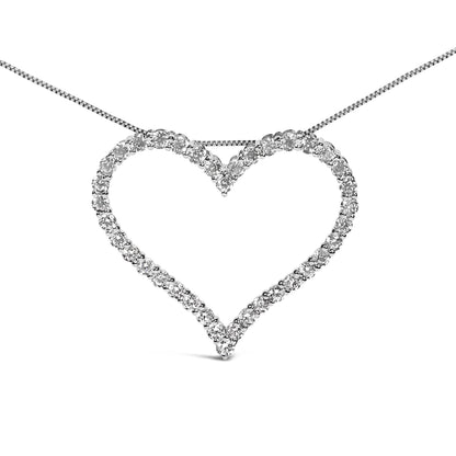 14K White Gold 3.0 Cttw Lab Grown Diamond Open Heart Pendant Necklace  DestGlow