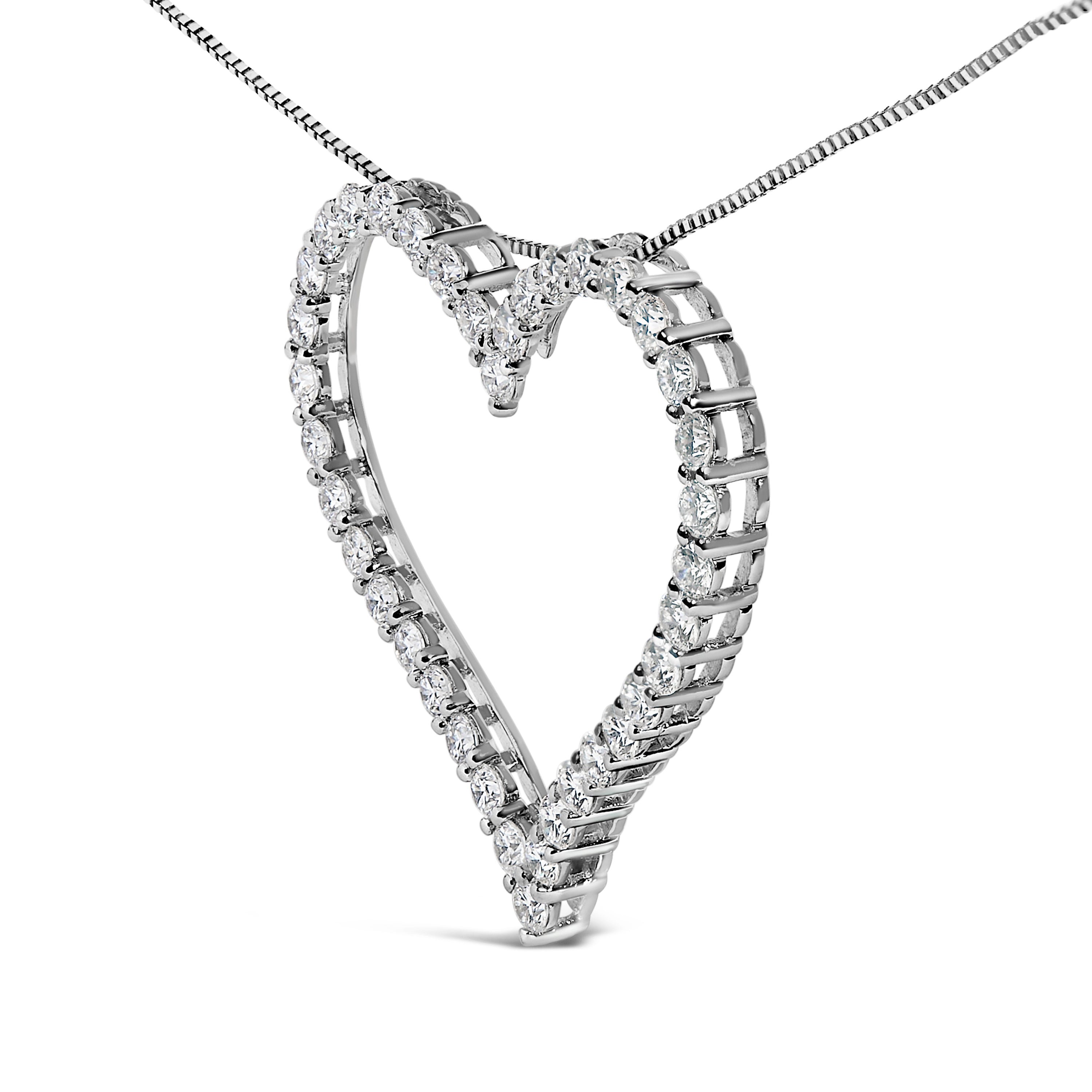 14K White Gold 3.0 Cttw Lab Grown Diamond Open Heart Pendant Necklace  DestGlow