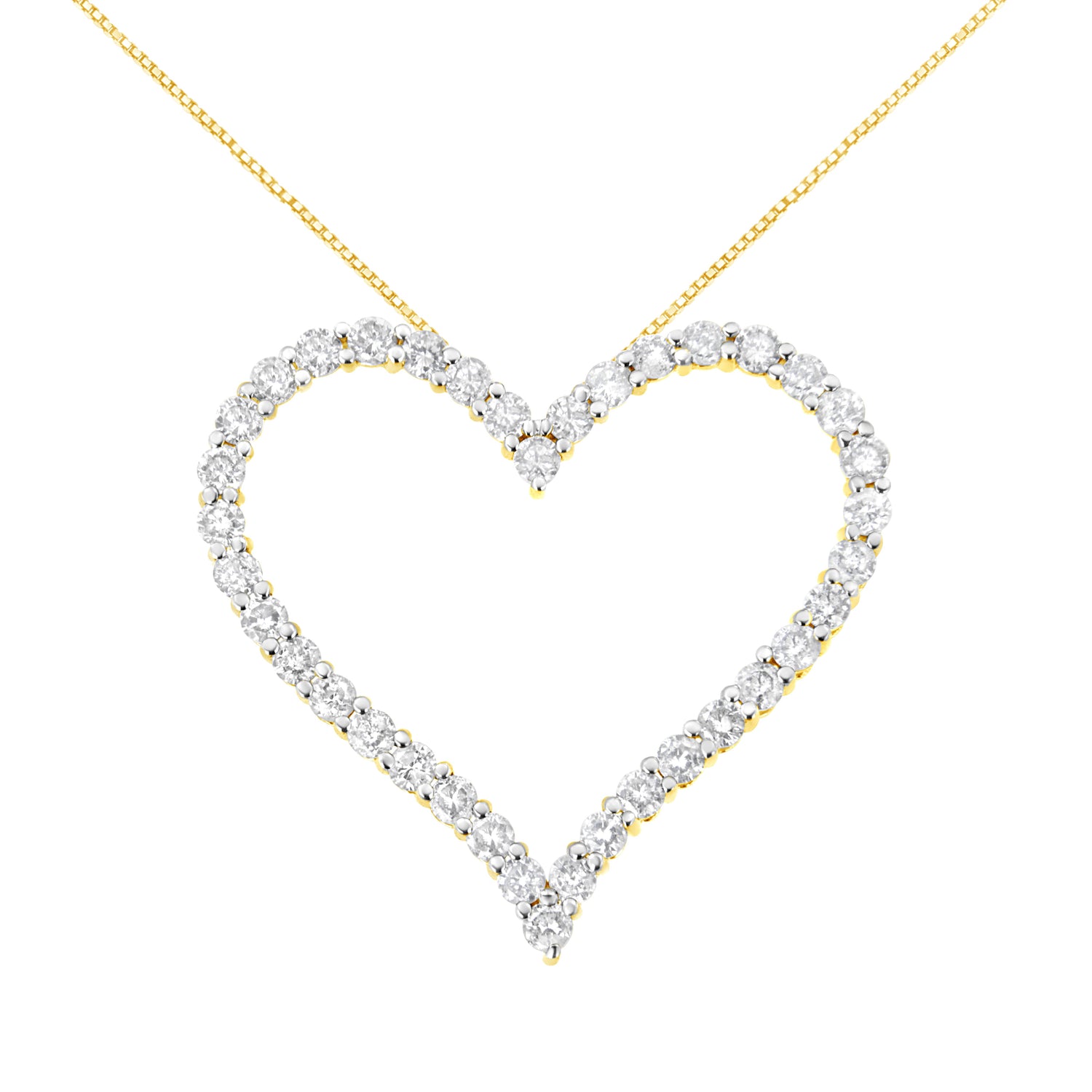 10k Yellow Gold Plated .925 Sterling Silver 3.0 cttw Round-Cut Diamond Open Heart Pendant Necklace (J-K Color, I1-I2 Clarity) - 18" by Bids.com