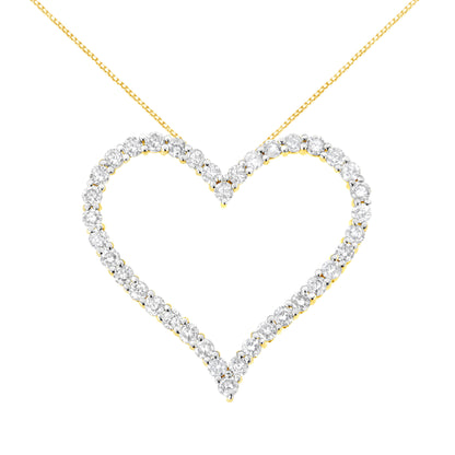10k Yellow Gold Plated .925 Sterling Silver 3.0 cttw Round-Cut Diamond Open Heart Pendant Necklace (J-K Color, I1-I2 Clarity) - 18" by Bids.com