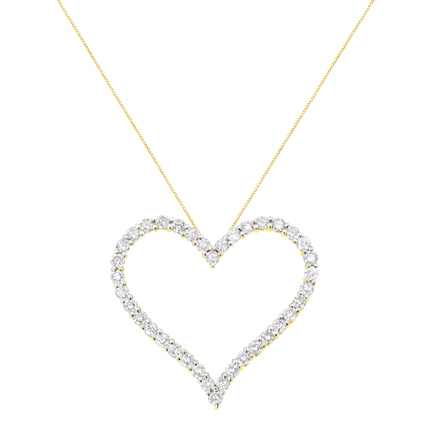 10k Yellow Gold Plated .925 Sterling Silver 3.0 cttw Round-Cut Diamond Open Heart Pendant Necklace (J-K Color, I1-I2 Clarity) - 18" by Bids.com