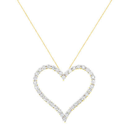 10k Yellow Gold Plated .925 Sterling Silver 3.0 cttw Round-Cut Diamond Open Heart Pendant Necklace (J-K Color, I1-I2 Clarity) - 18" by Bids.com