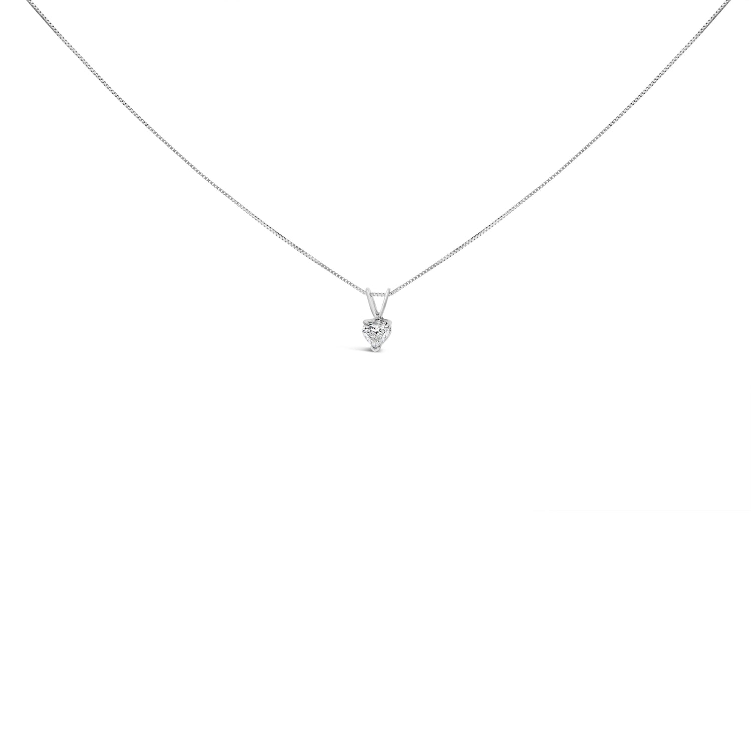 14K White Gold 3/8 Cttw Heart-Shaped Diamond Classic Solitaire 18" Pendant Necklace (H-I Color, VS2-SI1 Clarity) by Bids.com