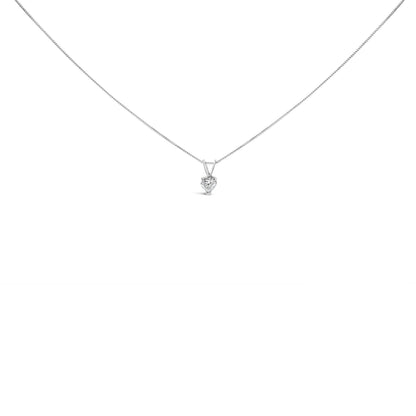 14K White Gold 3/8 Cttw Heart-Shaped Diamond Classic Solitaire 18" Pendant Necklace (H-I Color, VS2-SI1 Clarity) by Bids.com