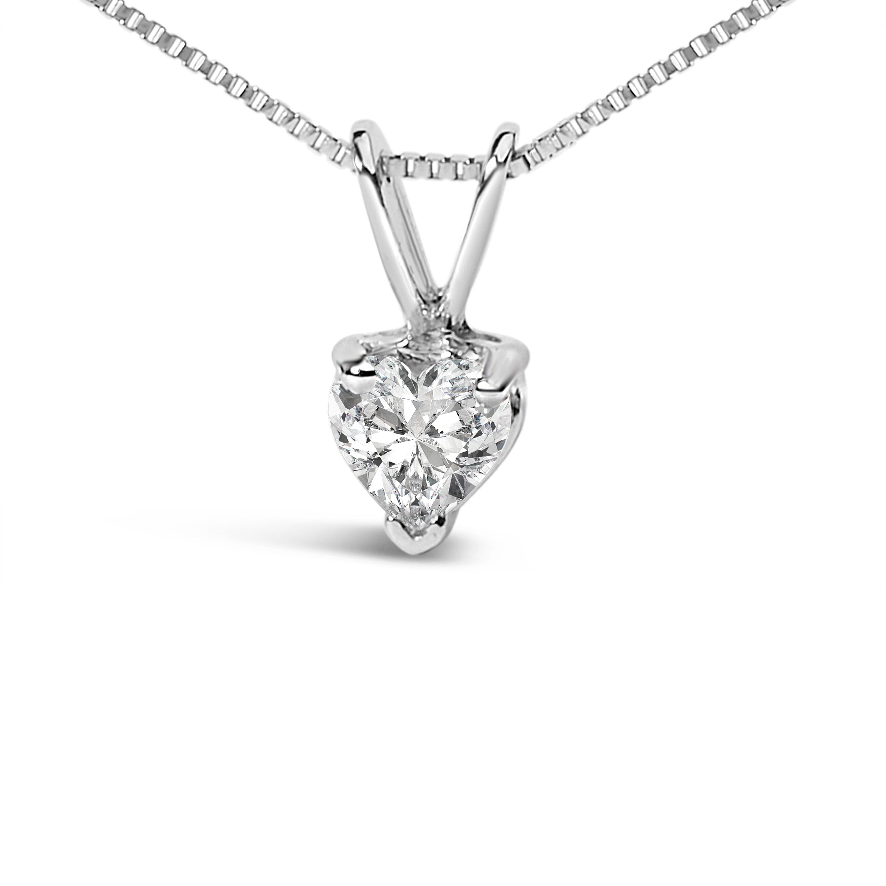 14K White Gold 1/5 Cttw 3-Prong Set Heart Shaped Solitaire Lab Grown Diamond 18" Pendant Necklace (F-G Color, VS2-SI1 Clarity) by Bids.com