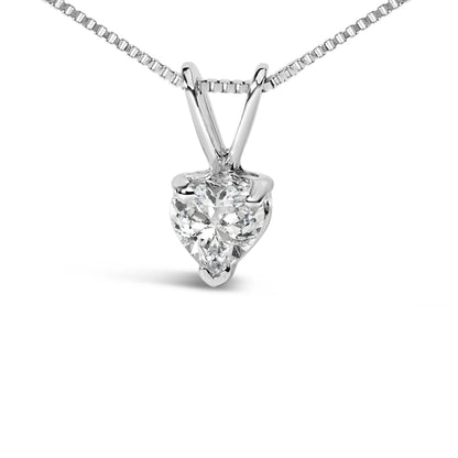 14K White Gold 1/5 Cttw 3-Prong Set Heart Shaped Solitaire Lab Grown Diamond 18" Pendant Necklace (F-G Color, VS2-SI1 Clarity) by Bids.com