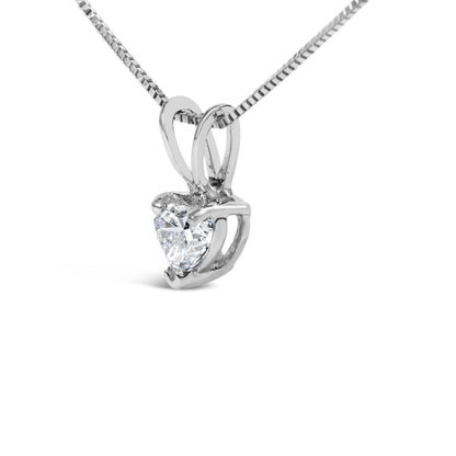 14K White Gold 1/5 Cttw 3-Prong Set Heart Shaped Solitaire Lab Grown Diamond 18" Pendant Necklace (F-G Color, VS2-SI1 Clarity) by Bids.com