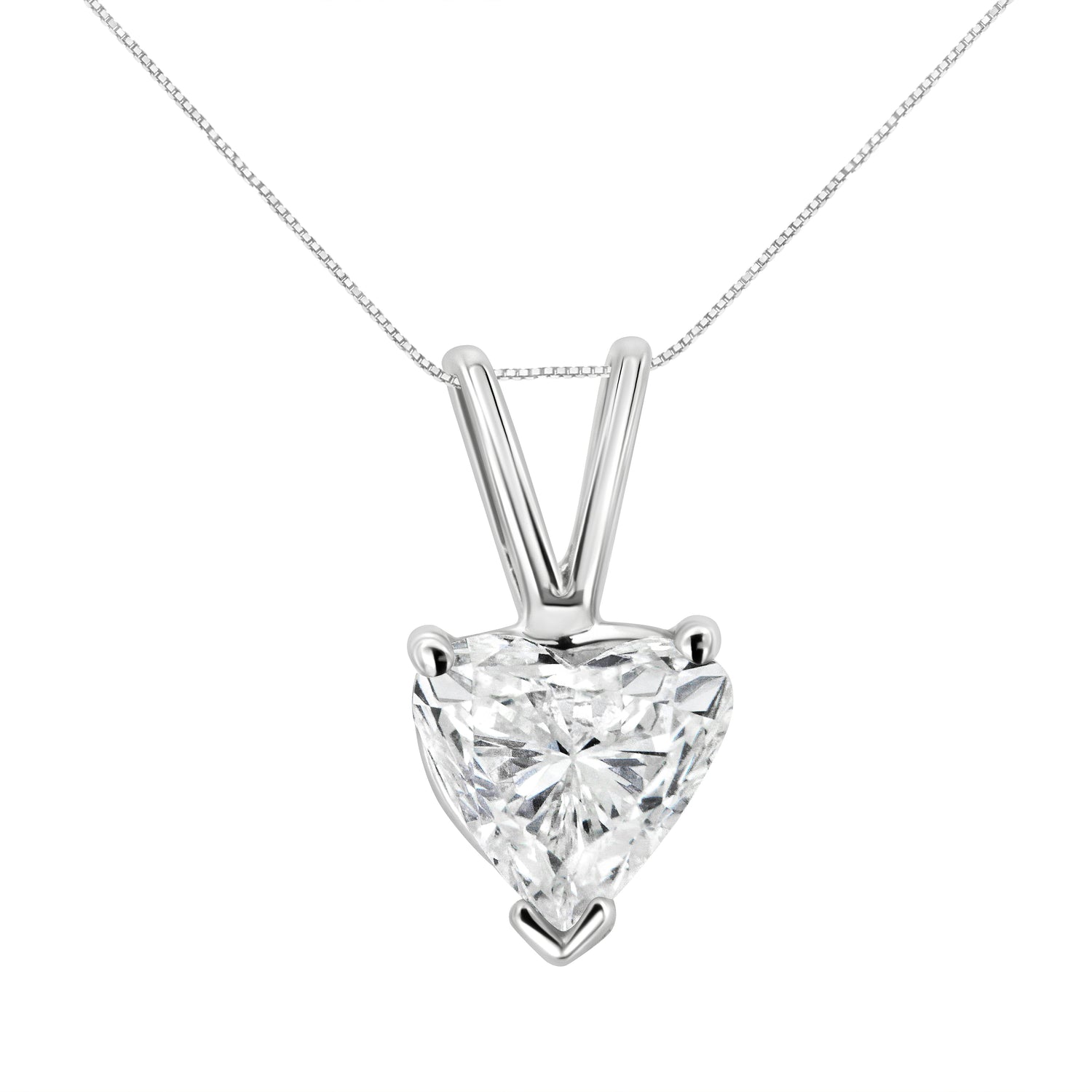 14K White Gold 1/5 Cttw 3-Prong Set Heart Shaped Solitaire Lab Grown Diamond 18" Pendant Necklace (F-G Color, VS2-SI1 Clarity) by Bids.com