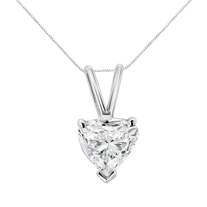 14K White Gold 1/5 Cttw 3-Prong Set Heart Shaped Solitaire Lab Grown Diamond 18" Pendant Necklace (F-G Color, VS2-SI1 Clarity) by Bids.com