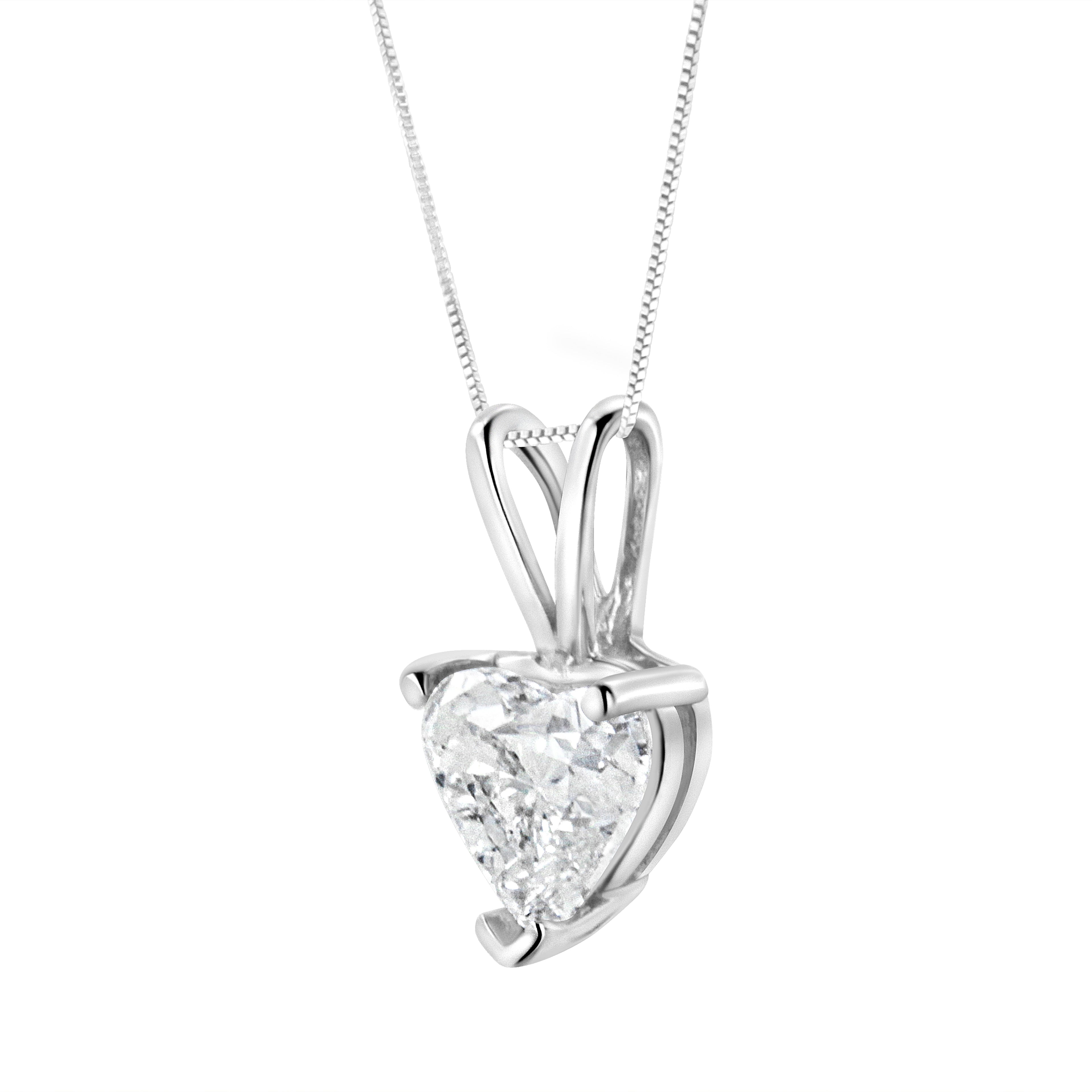 14K White Gold 3/8 Cttw Heart-Shaped Diamond Classic Solitaire 18" Pendant Necklace (H-I Color, VS2-SI1 Clarity) by Bids.com
