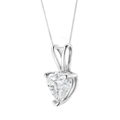 14K White Gold 3/8 Cttw Heart-Shaped Diamond Classic Solitaire 18" Pendant Necklace (H-I Color, VS2-SI1 Clarity) by Bids.com