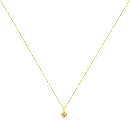 14K Yellow Gold Plated .925 Sterling Silver 1/2 Cttw Brilliant Round Cut Diamond Solitaire Milgrain 18" Pendant Necklace (K-L Color, I2-I3 Clarity) by Bids.com