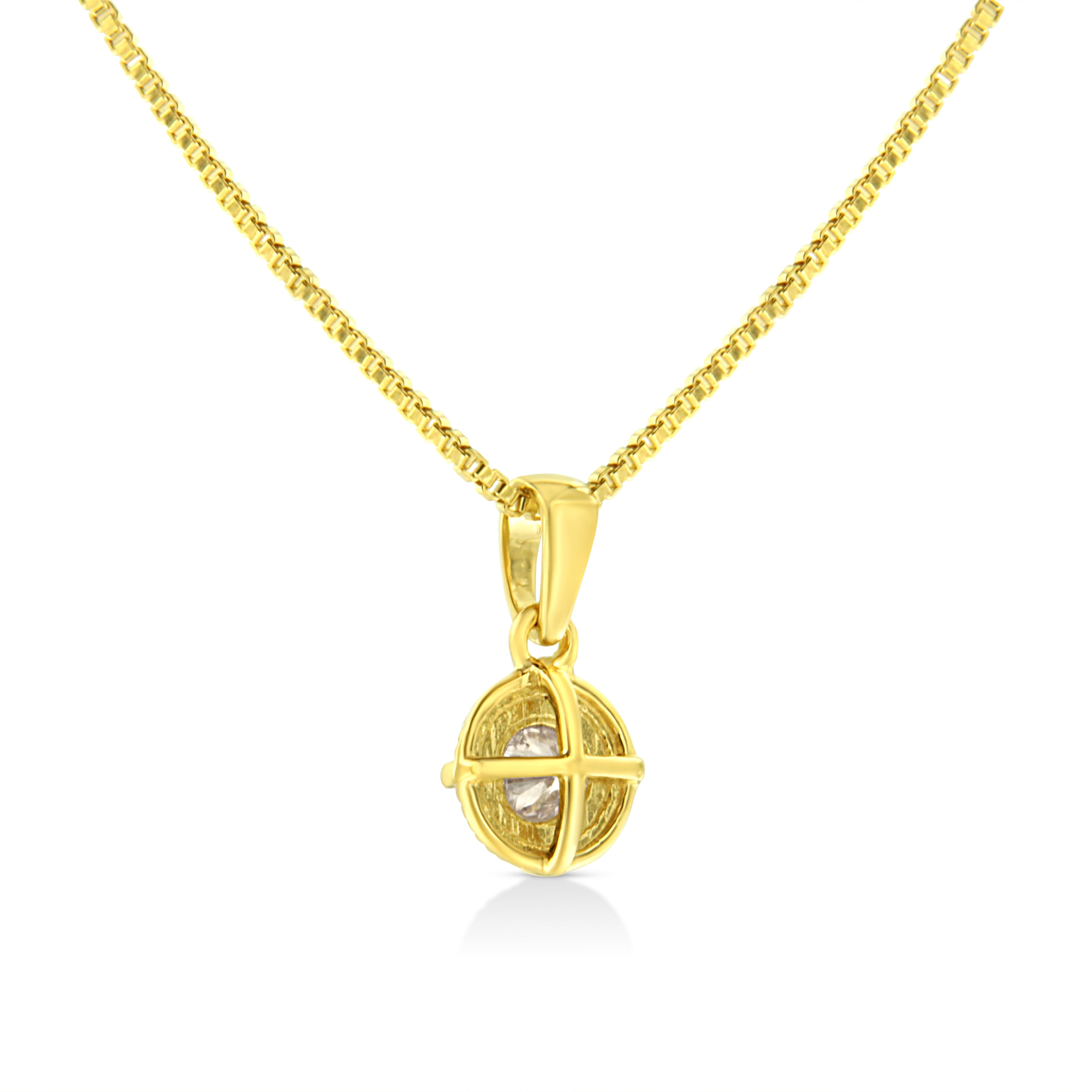 14K Yellow Gold Plated .925 Sterling Silver 1/2 Cttw Brilliant Round Cut Diamond Solitaire Milgrain 18" Pendant Necklace (K-L Color, I2-I3 Clarity) by Bids.com