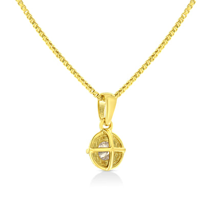 14K Yellow Gold Plated .925 Sterling Silver 1/2 Cttw Brilliant Round Cut Diamond Solitaire Milgrain 18" Pendant Necklace (K-L Color, I2-I3 Clarity) by Bids.com