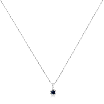 .925 Sterling Silver 3/4 Cttw Treated Blue Diamond Solitaire 18" Milgrain Pendant Necklace (Blue Color, I1-I2 Clarity) by Bids.com