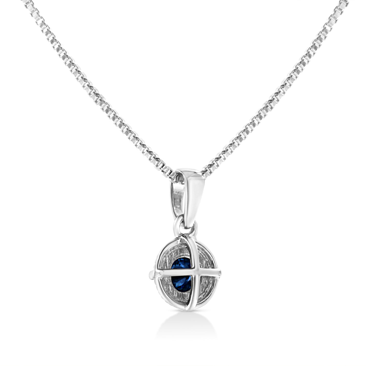 .925 Sterling Silver 3/4 Cttw Treated Blue Diamond Solitaire 18" Milgrain Pendant Necklace (Blue Color, I1-I2 Clarity) by Bids.com