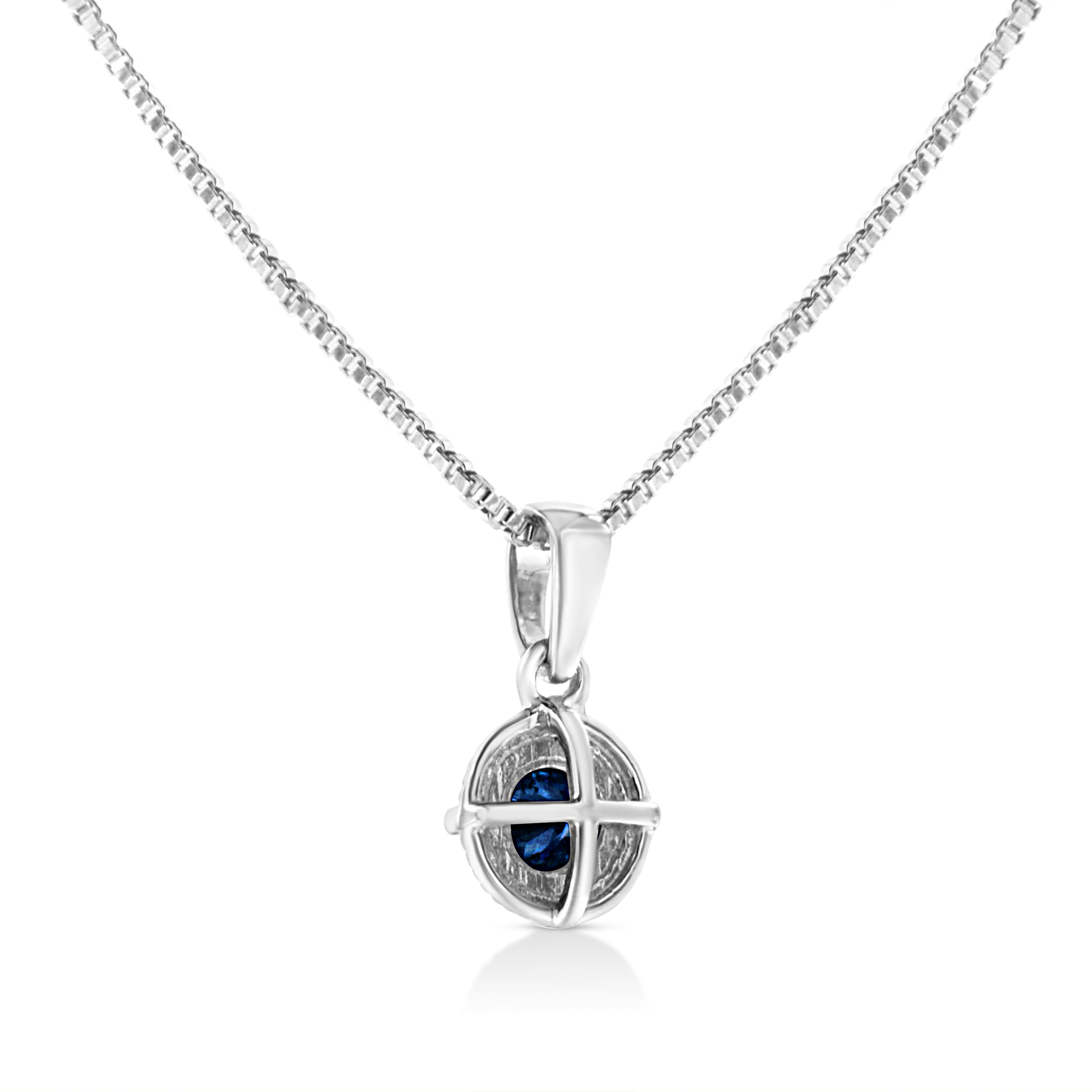 .925 Sterling Silver 3/4 Cttw Treated Blue Diamond Solitaire 18" Milgrain Pendant Necklace (Blue Color, I1-I2 Clarity) by Bids.com