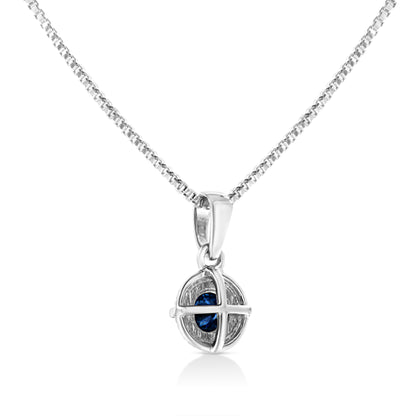 .925 Sterling Silver 3/4 Cttw Treated Blue Diamond Solitaire 18" Milgrain Pendant Necklace (Blue Color, I1-I2 Clarity) by Bids.com
